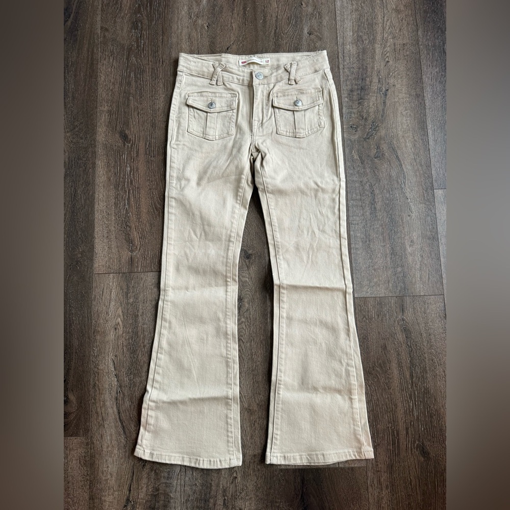 Levi's Regular Rise Flare Jeans, girls size 12, khaki